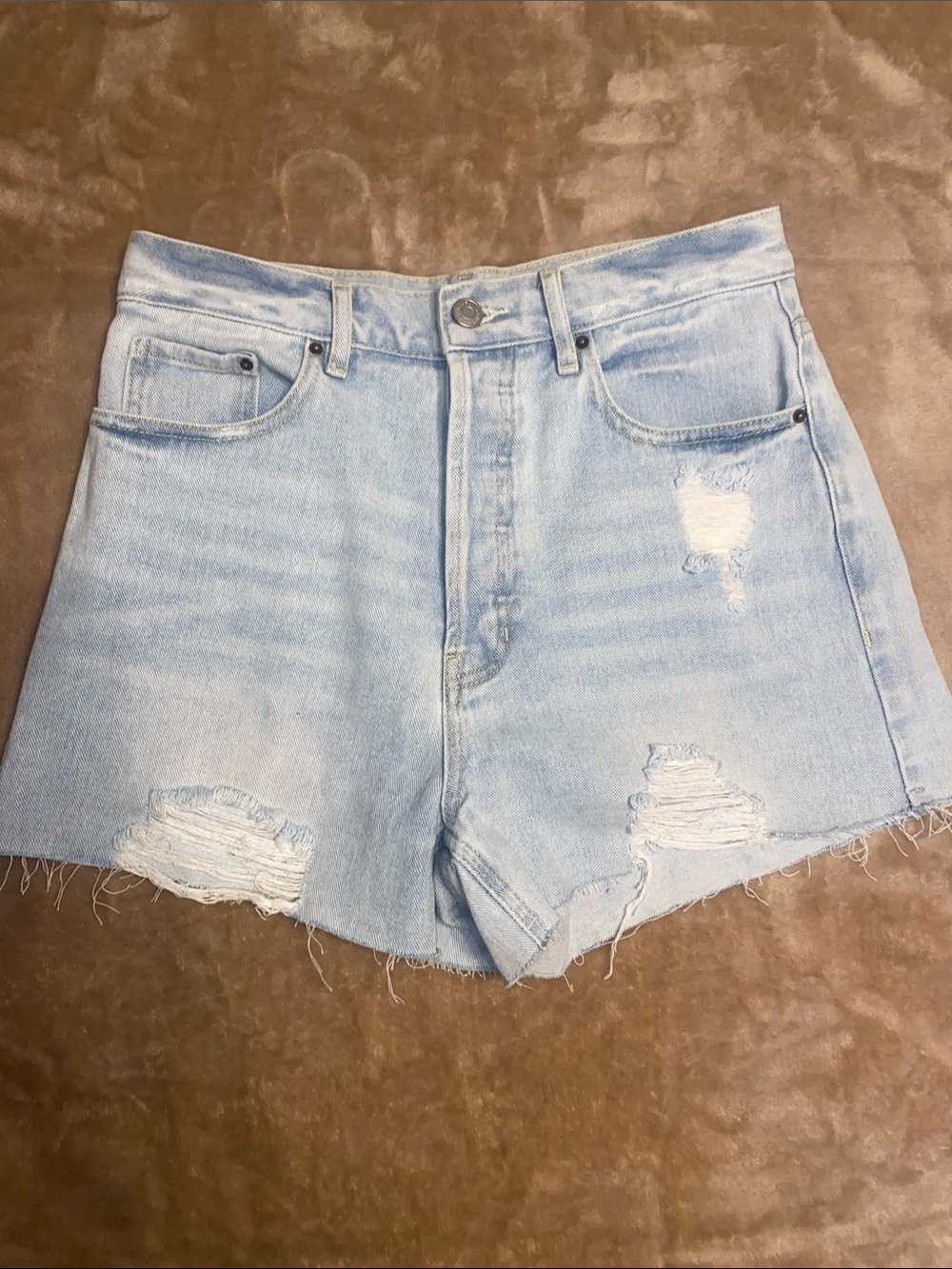 PacSun Light Blue Distressed High-Rise vintage Denim Shorts